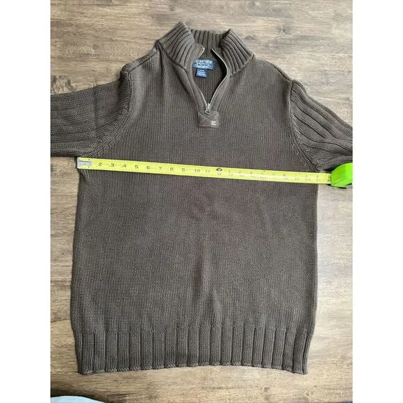 Ralph Lauren‎ Polo Jeans Co Cotton Chunky-Knit 1/4 Zip Sweater Size Medium VTG - Picture 3 of 7